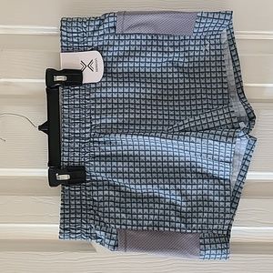 XERSION BRAND BOY'S GRAY "GRID PRINT"  SWIM TRUNKS SIZE LARGE